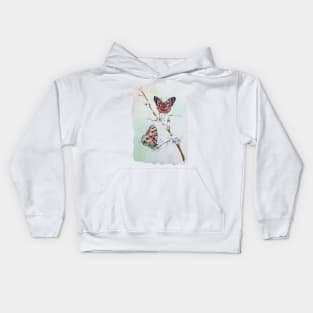 Watercolor Botanical Brazilian Painted Lady Butterfly Kids Hoodie